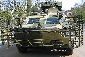 Bar armour installed on Ukrainian BTR-4 APC