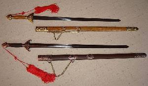 Two jians with sheaths