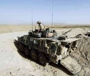 A Canadian LAV III at a Forward Operating Base (FOB) in Afghanistan