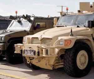 Preparing vehicles for Afghanistan in UK