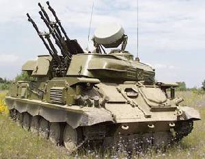 Soviet-made ZSU-23-4 Shilka air defence vehicle